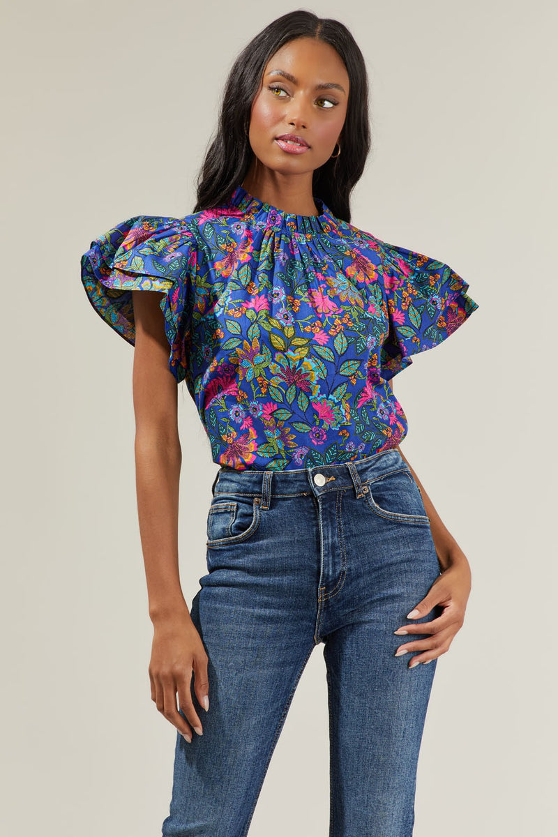 Karol Floral Ruffle Top – Sugarlips