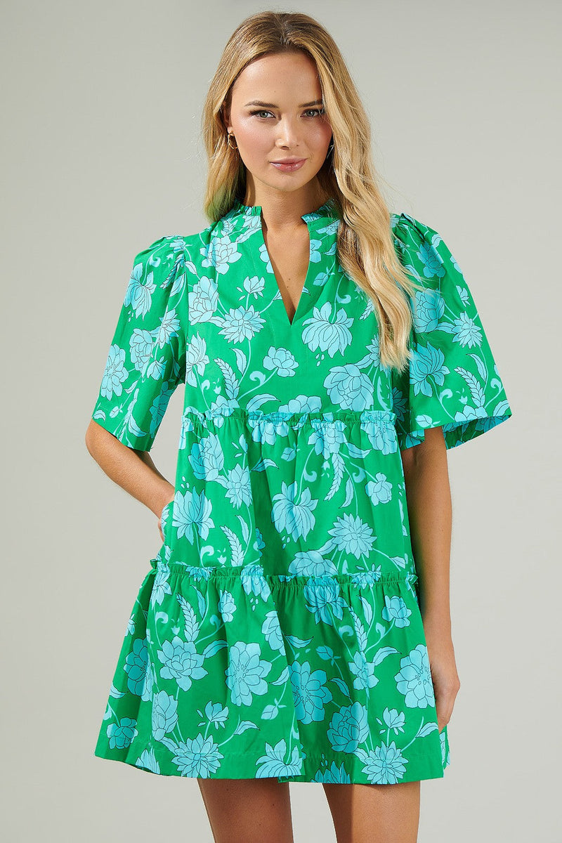 Waterlilly Floral Dixie Split Neck Shift Dress – Sugarlips