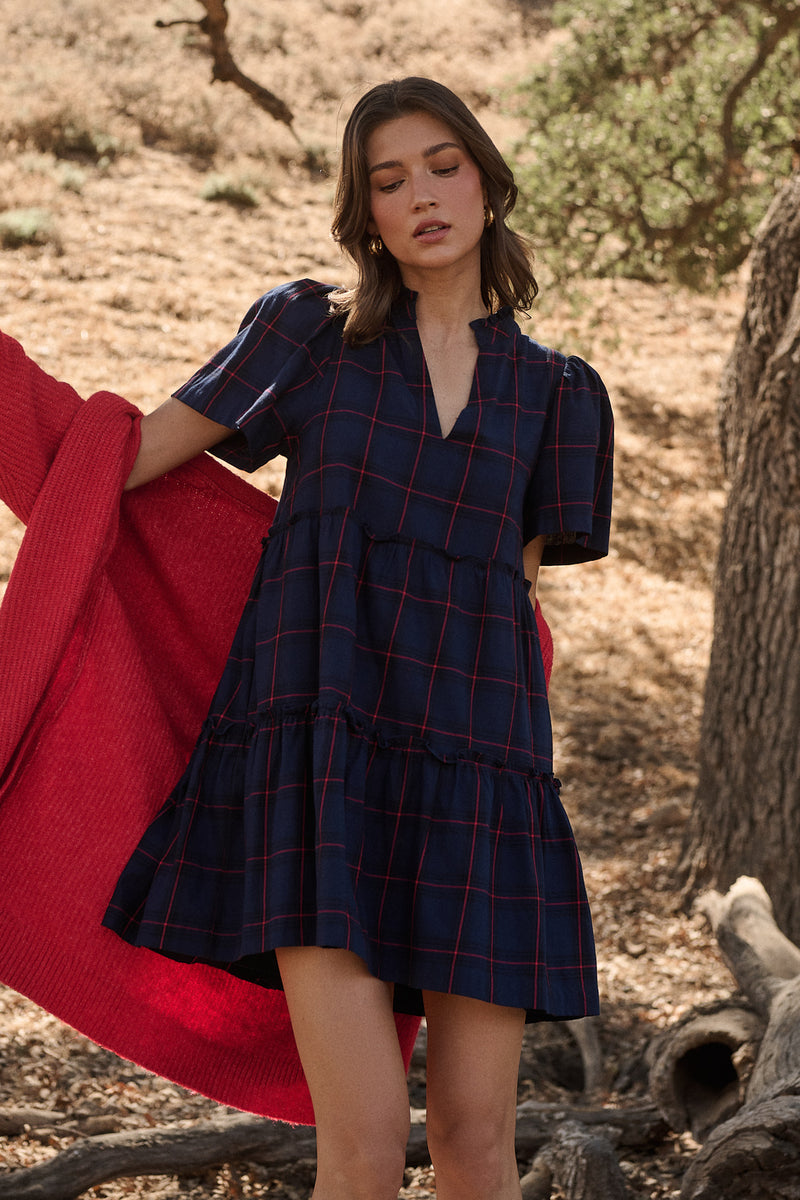 Holbrook Plaid Amelia Tiered Babydoll Short Sleeve Dress – Sugarlips