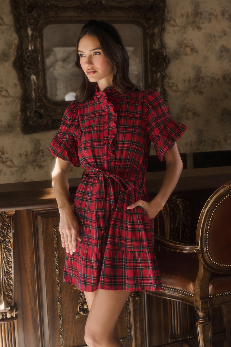 Arvada Plaid Cottonwood Ruffle Button Down Mini Dress – Sugarlips