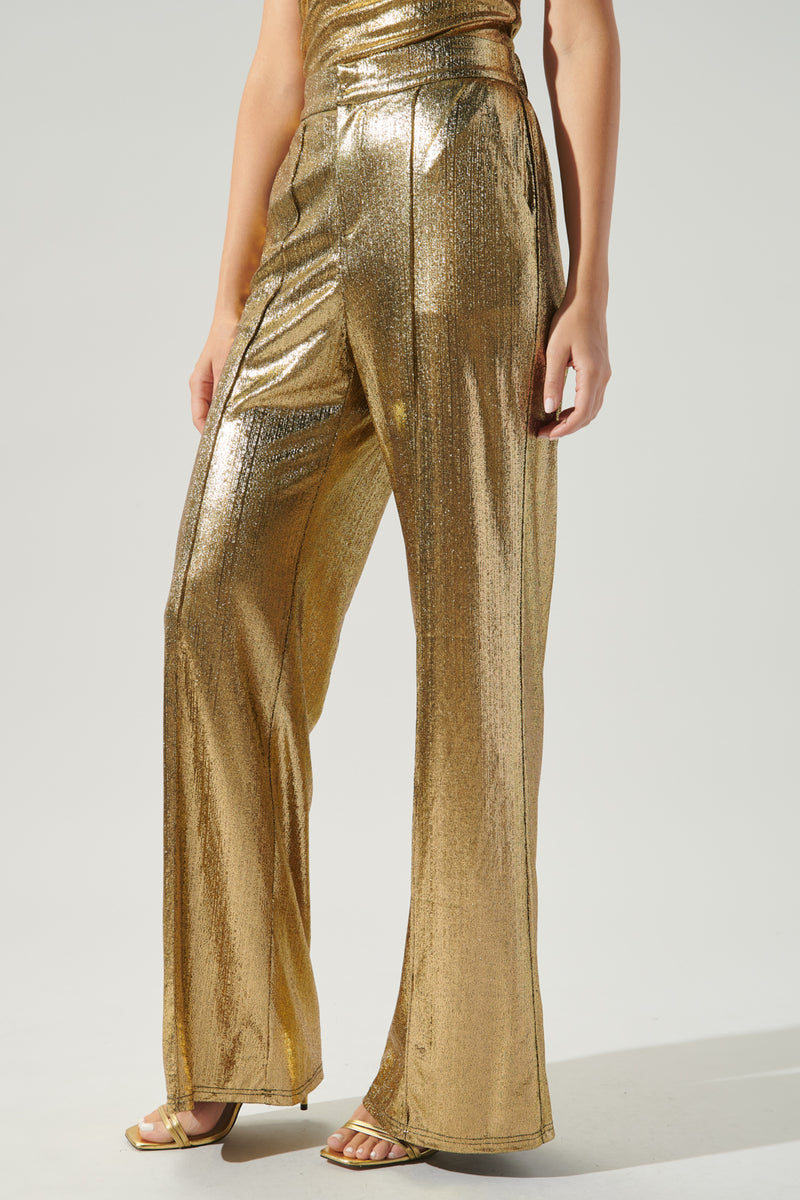 Gold Boxy Ponte Slim Leg Pant - FINAL SALE - Motto