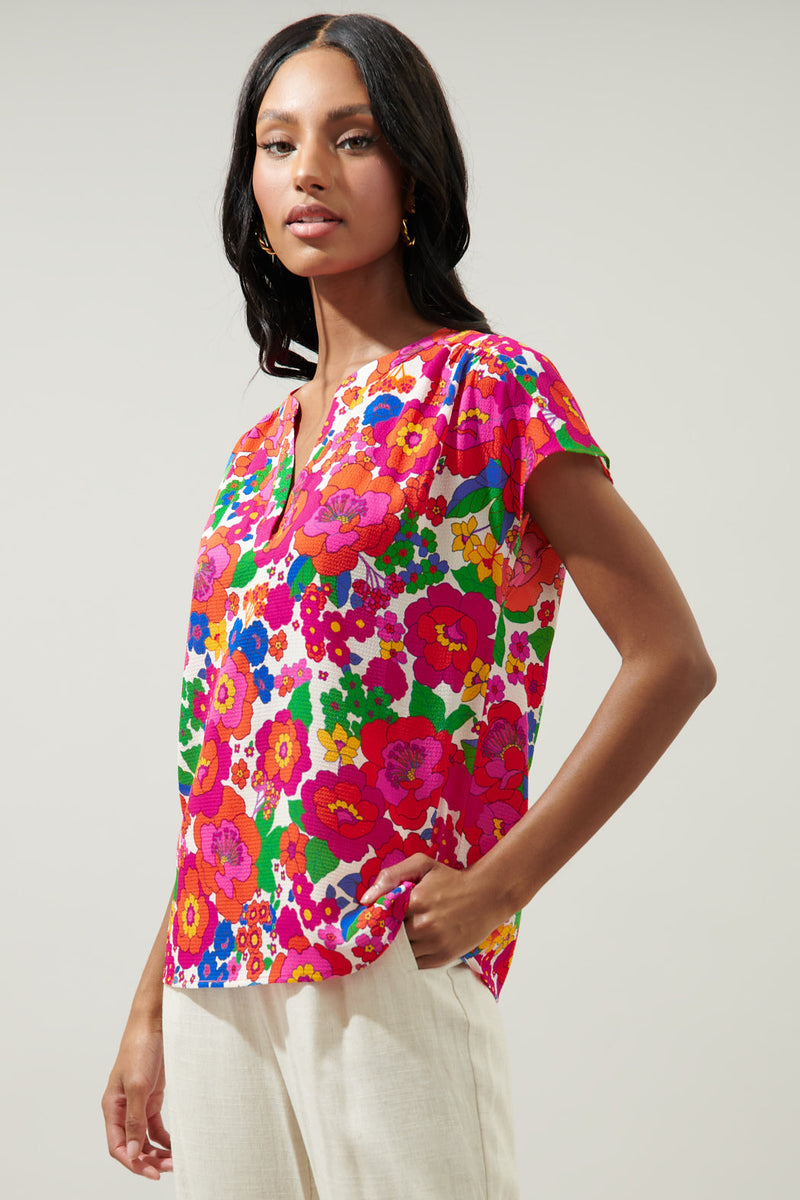 【Sugar】Tulip Blouse Lilo Tropics Swazi Flutter Sleeve Top – Sugarlips