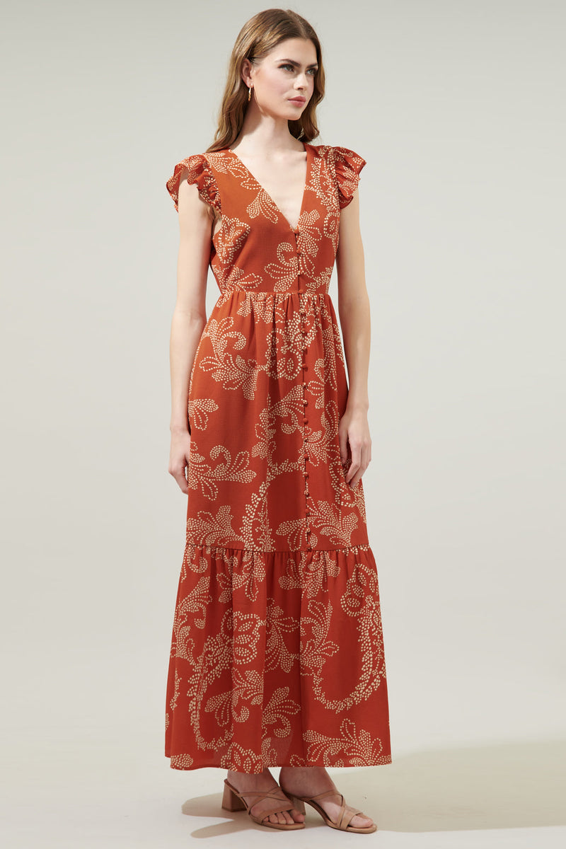 Ginger Paisley Evianna Button Down Maxi Dress Sugarlips