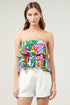 Paradise Falls Banshee Strapless Ruffle Top