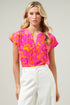 Lanai Tropics Split Neck Dolman Blouse