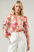 Belle Anse Floral Marquette Henley Blouse
