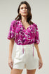 Tropical Orchid Bluebay Puff Sleeve Blouse