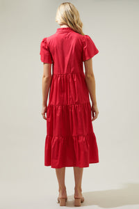 Bellucci Poplin Button Front Tiered Midi Dress