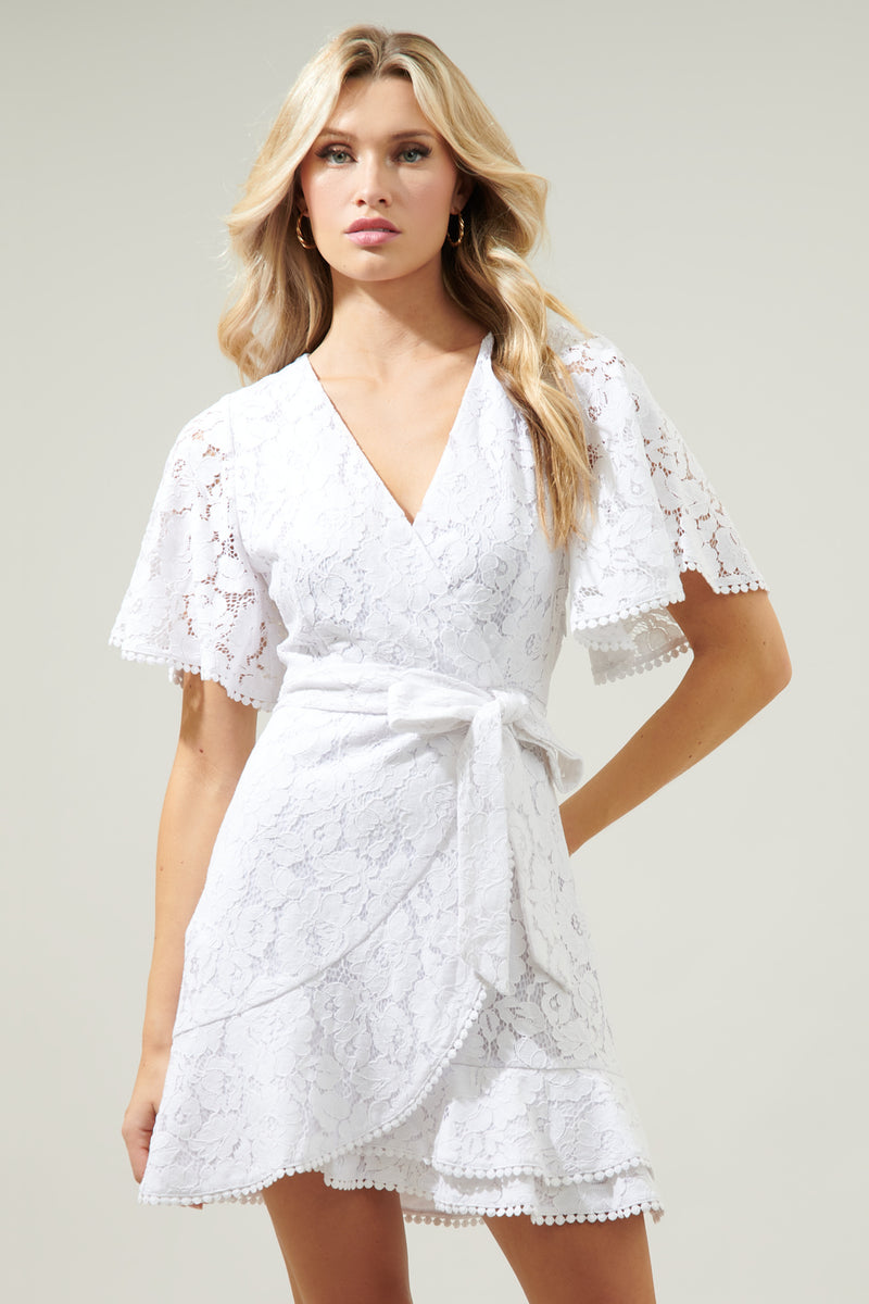 chinese dress ladies Le Lune Faux Wrap Lace Mini Dress – Sugarlips