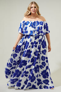Lupine Floral Enamored Off the Shoulder Ruffle Dress Curve