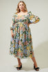 Topanga Floral Amaretto Puff Sleeve Midi Dress Curve