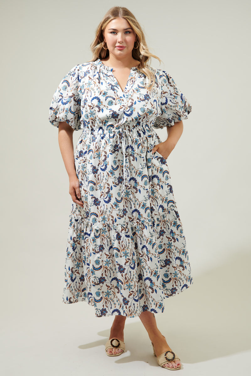 The Olive Bubble Sleeve Midi Dress