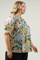 Topanga Floral Tailwind Henley Button Front Blouse Curve