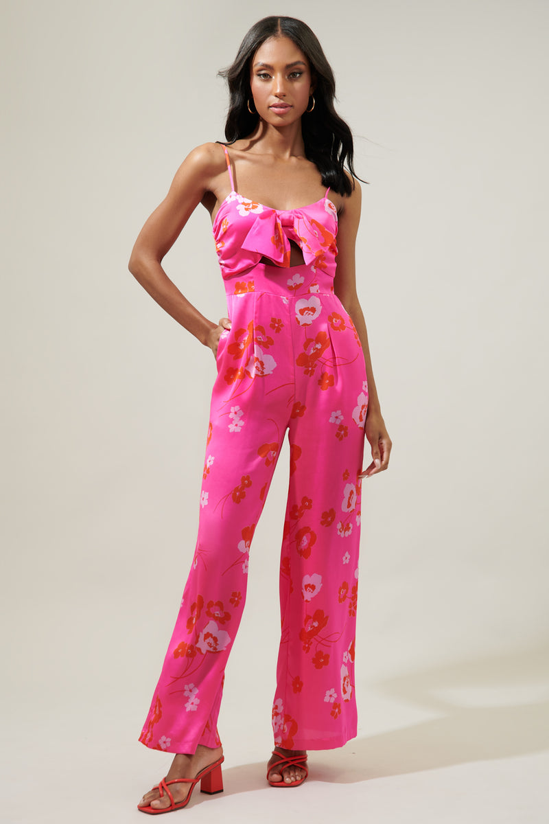 Cherry Blossom Raleigh Cut Out Straight Leg Jumpsuit – Sugarlips