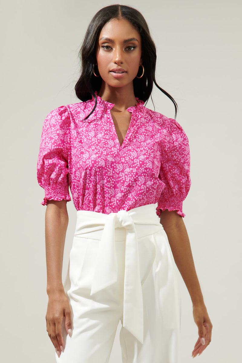 Pink Palisades Reign Split Neck Top – Sugarlips