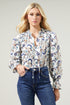 Blanche Floral Russo Pleated Long Sleeve Blouse