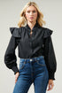 Malbec Ruffle Button Front Poplin Blouse