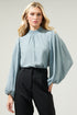 Sea Mist Figaro Balloon Sleeve Chiffon Blouse