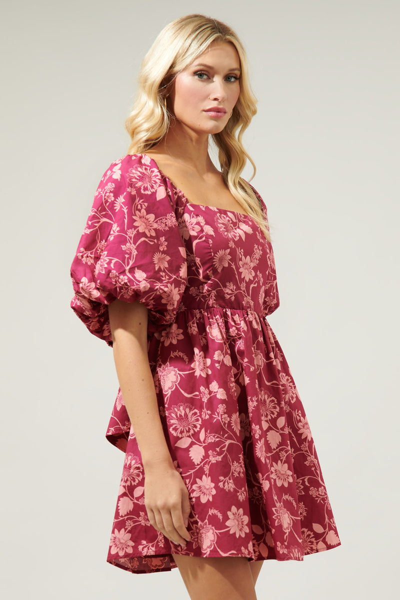 Marion Oversized Puff Sleeve Babydoll Mini Dress – Sugarlips