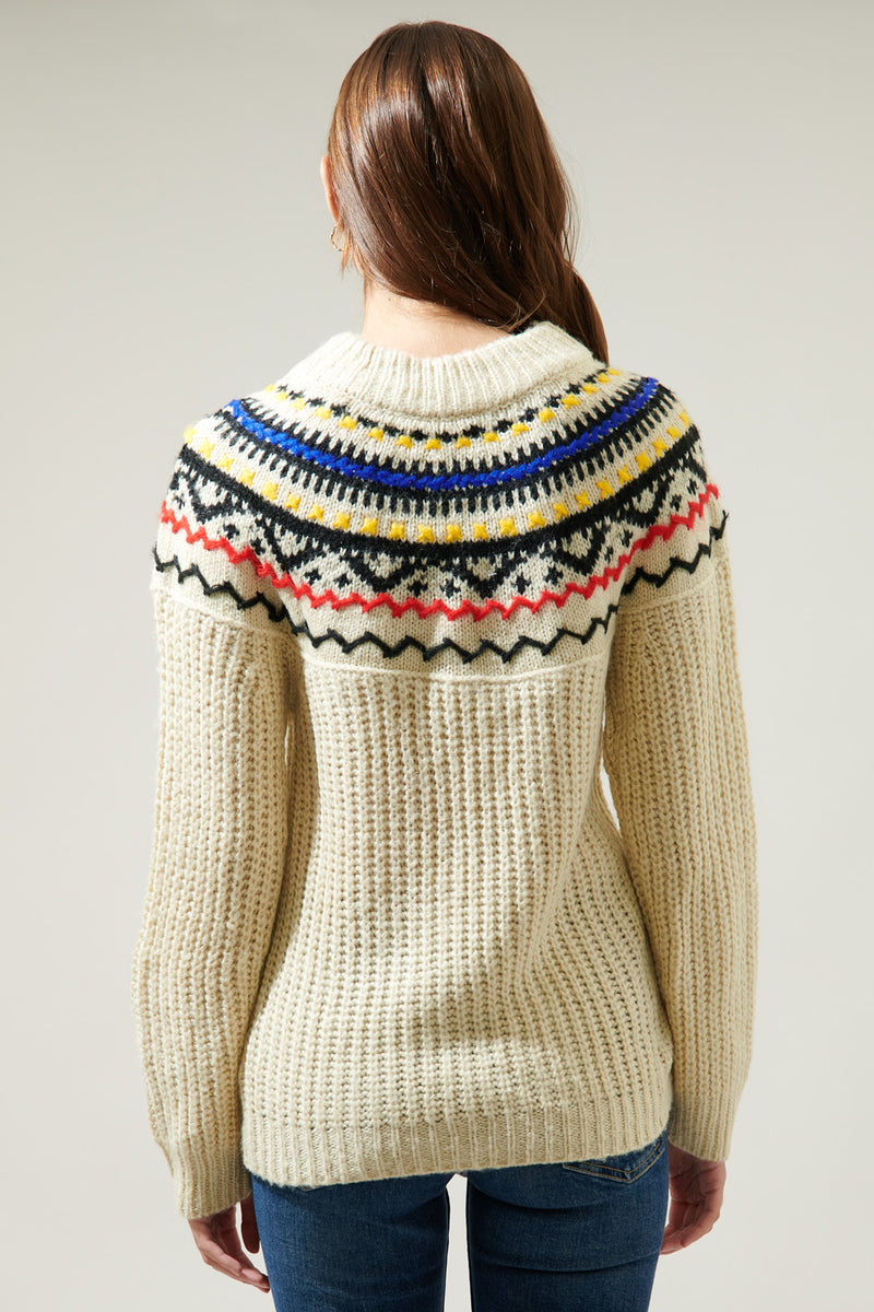 Aurelia Fair Isle Mock Neck Sweater – Sugarlips