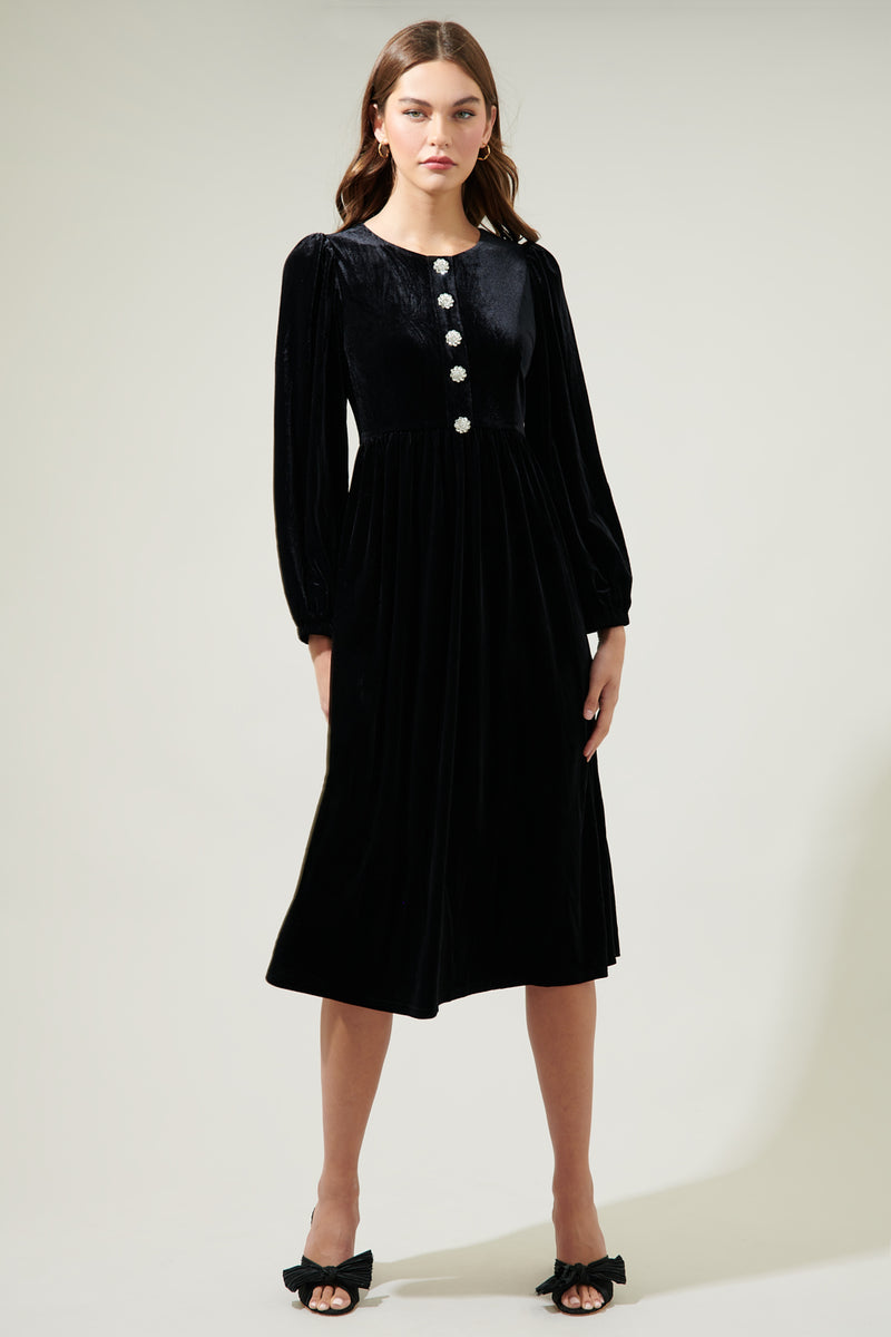 Saratoga Velvet Midi Dress – Sugarlips