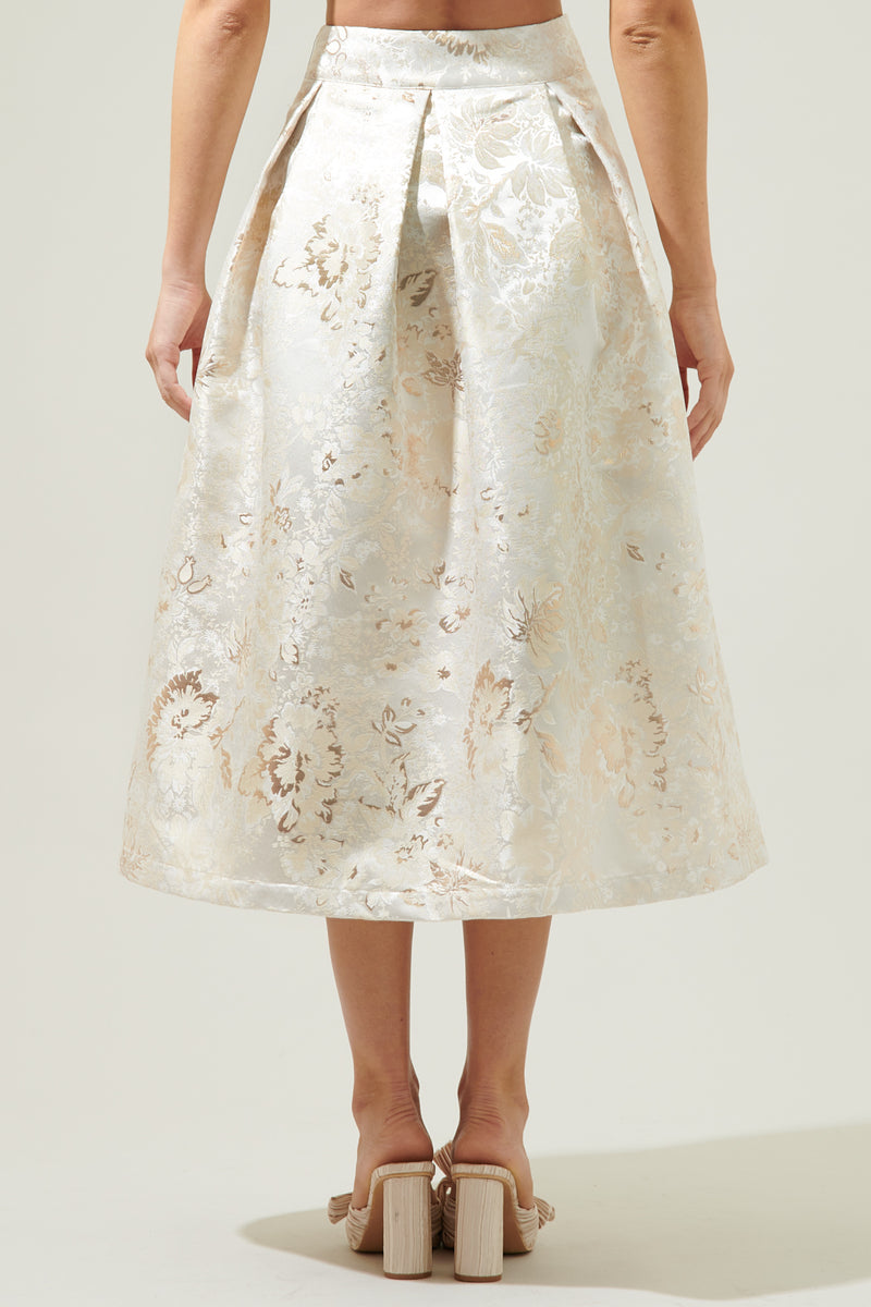 Lola Jacquard Pleated Midi Skirt – Sugarlips