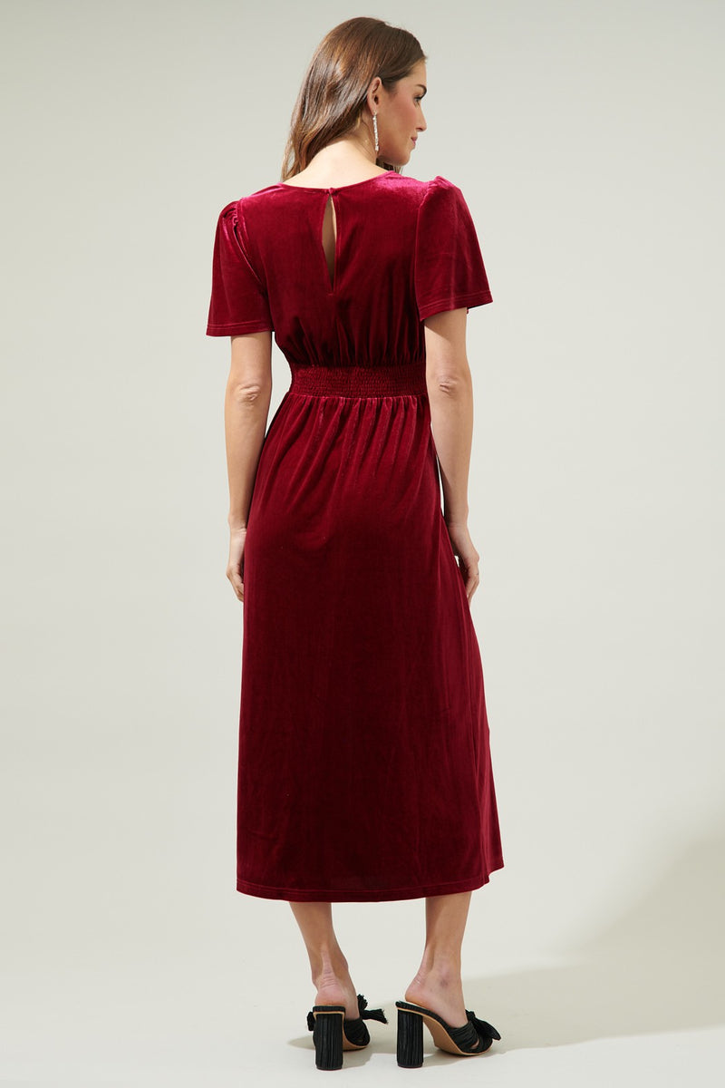 vero moda morning midi dress Burgundy Textured Midi Dress