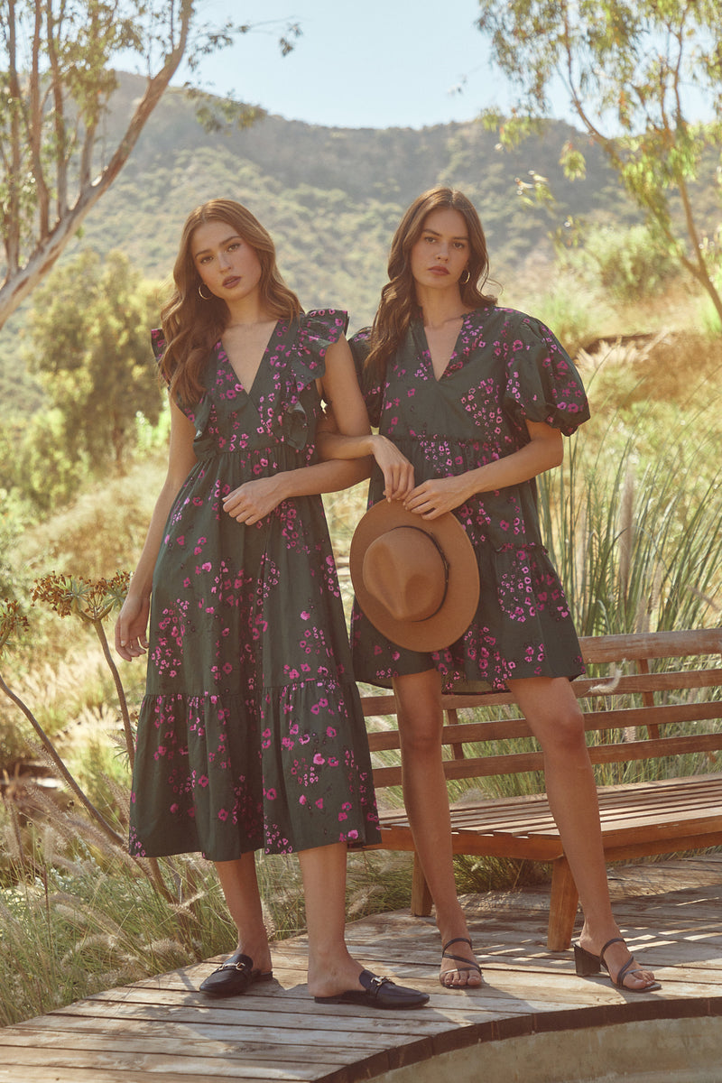 Anissa Floral Jeanne Bubble Sleeve Babydoll Dress – Sugarlips