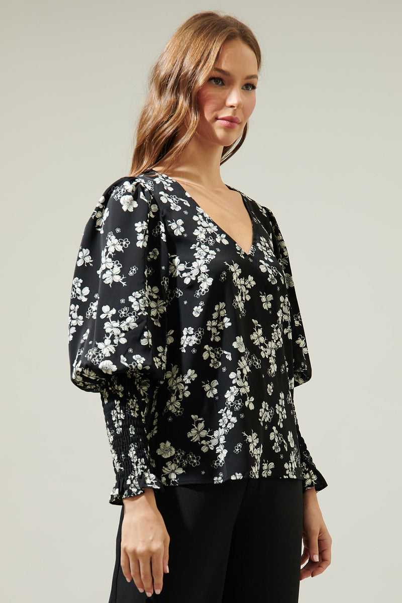 Kennie Floral Smocked Long Sleeve Blouse – Sugarlips