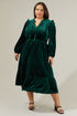 Charleston Ruffle Velvet Midi Dress Curve