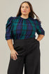 Hudson Plaid Drape Sleeve Top Curve