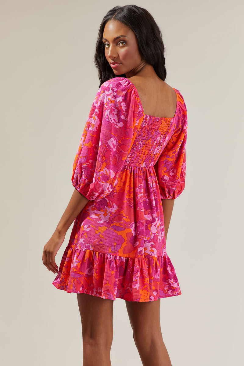 HYFVE Floral Cowl Neck Flirty Satin Mini Dress