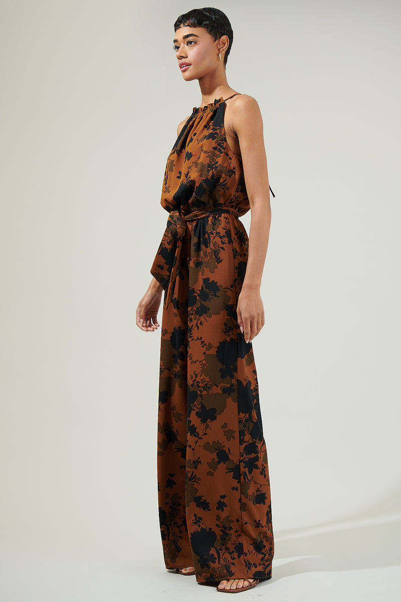 Calliope Square Sleeveless Floral Jumpsuit by Threaded Pear