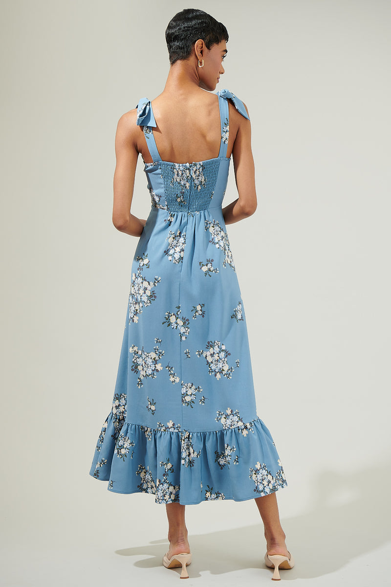 Moxie Floral Baker Tie Strap Midi Dress – Sugarlips