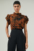 Sandy Floral Brenna Mock Neck Ruffle Blouse