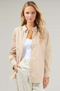 Dream State Striped Oversized Button Down Shirt