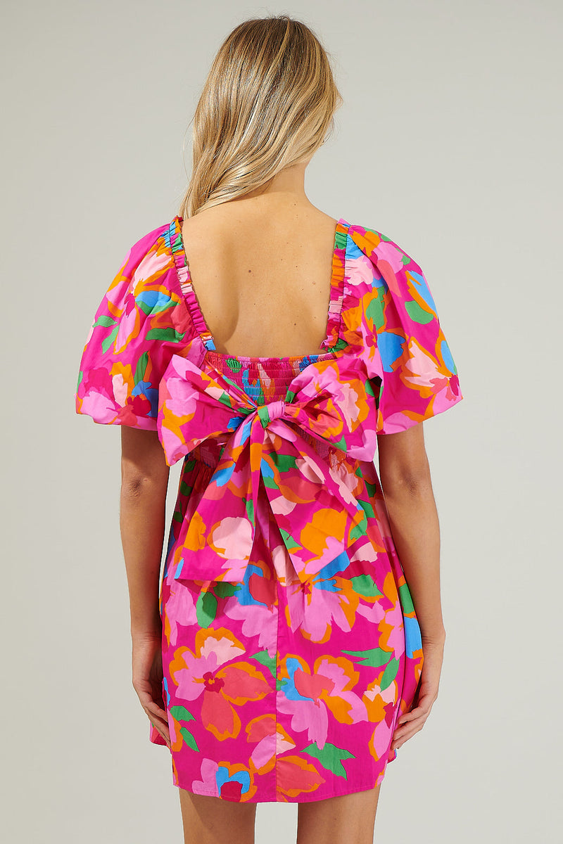 Daphne Floral Marion Puff Sleeve Babydoll Mini Dress – Sugarlips