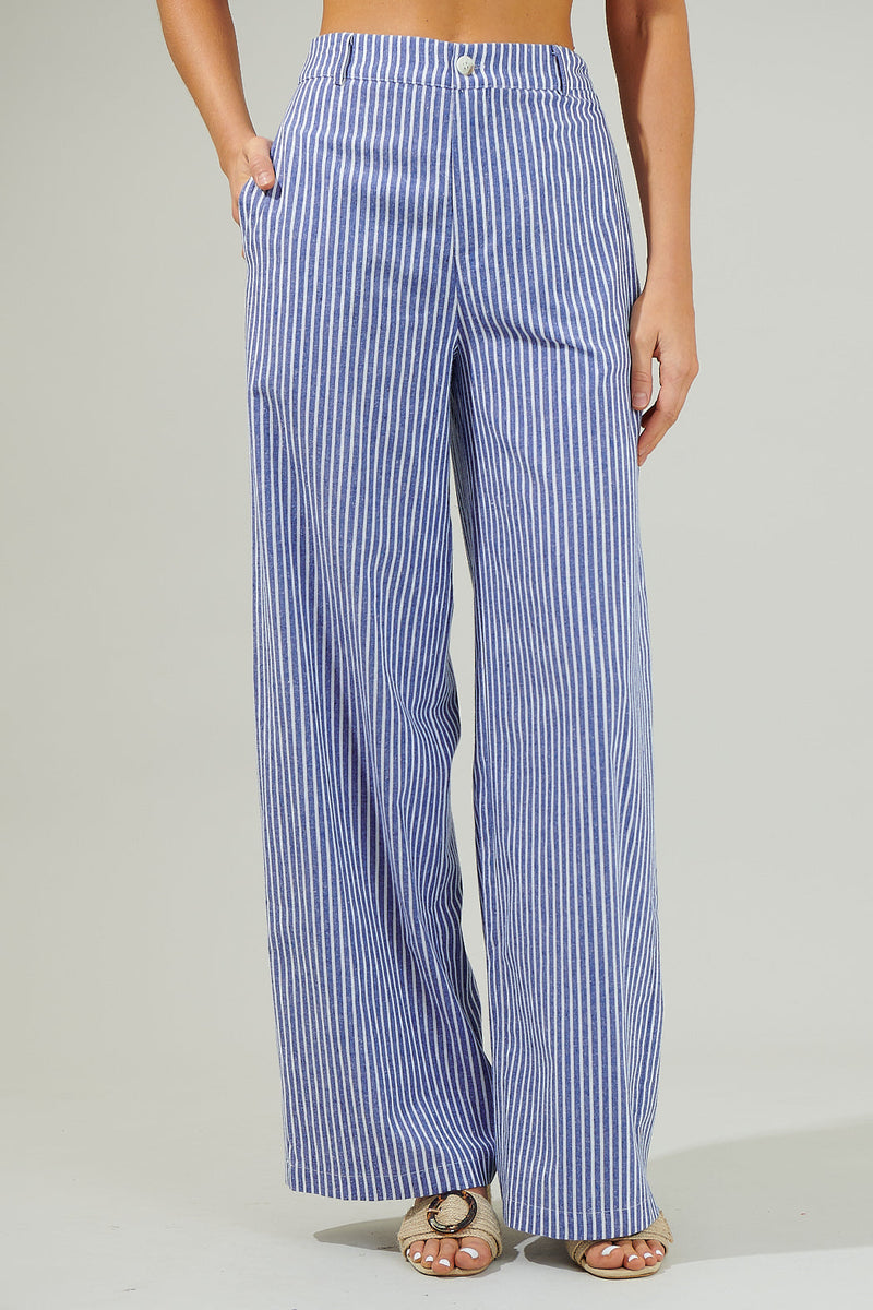 Sandy Striped Chelsea Belted Wide Leg Trousers – Sugarlips