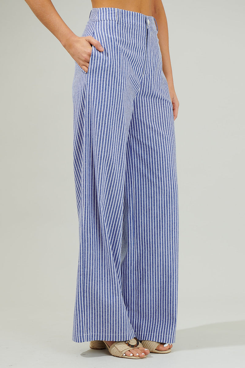 Sandy Striped Chelsea Belted Wide Leg Trousers – Sugarlips