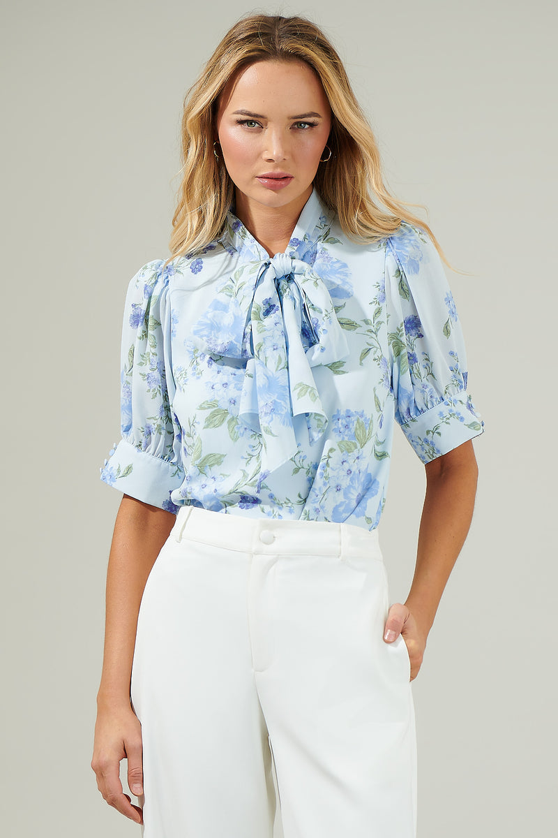 Dusty Floss Floral Neck Tie Blouse – Sugarlips