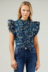 Etta Floral Sleeveless Ruffle Top