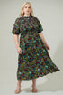 Yorbie Floral Frazier Smocked Tiered Midi Dress Curve