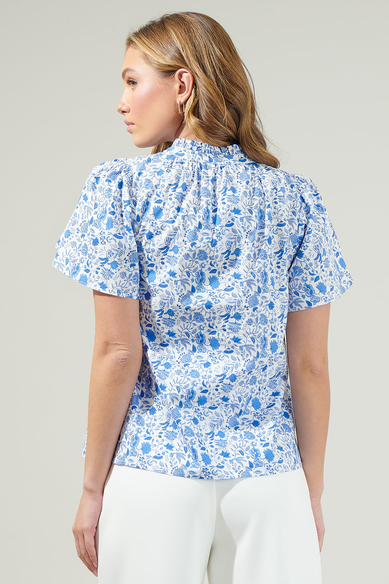 Luray Floral Lily Floral Ruffle Blouse – Sugarlips