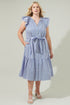 Sherah Striped Charlotte Button Midi Dress Curve