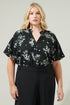 Magnol Floral Ruffle Split Neck Blouse Curve