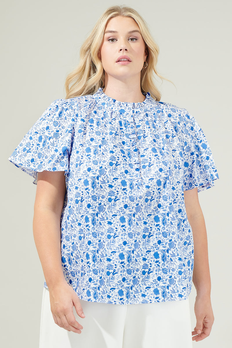 Women's Wrap Ruffle Dress in Blooming Lily
