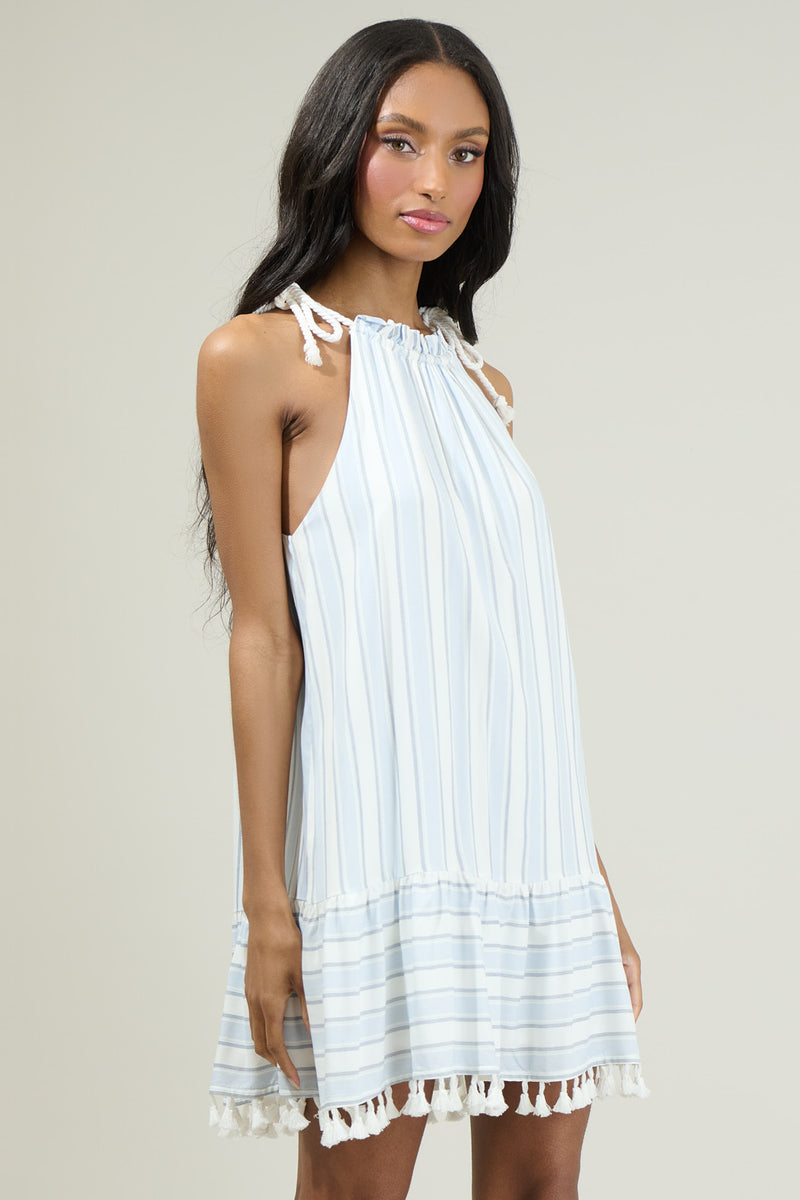 Reina Striped Halter Neck Mini Dress – Sugarlips