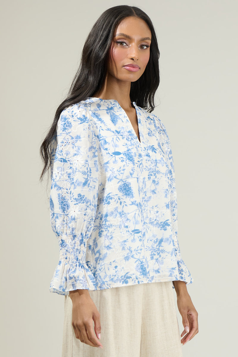 Tuti Floral Smocked Long Sleeve Blouse – Sugarlips