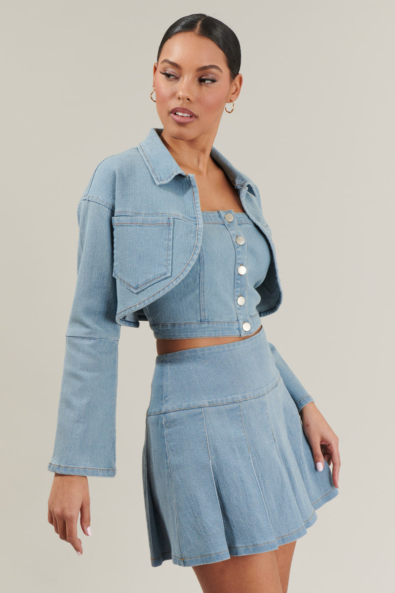Super Cropped Bolero Denim Jacket main image 0
