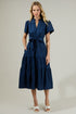 Britt Poplin Tiered Midi Dress